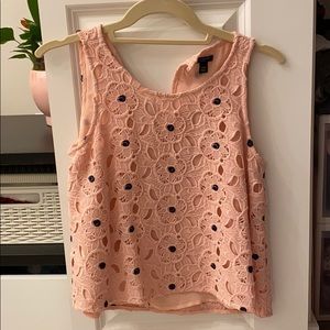 Ann Taylor petite pink and dark blue dots